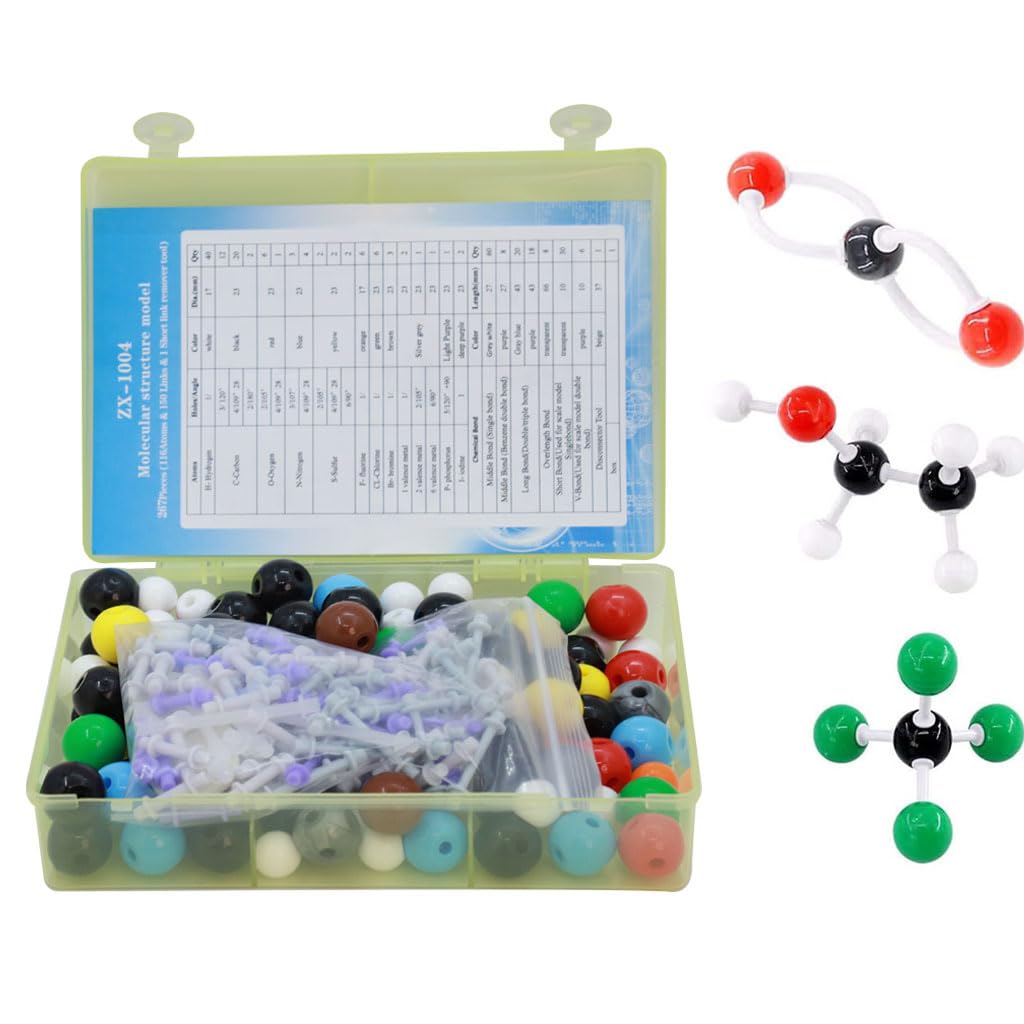 PATPAT Chemistry Kit Molecular Model Kit 267 Pcs, 3D Chemistry Molecular Structure Model Set Ball-and-Stick Models for Chemistry Class, Science Kit for Kids School Supplies Organic Chemistry Learning PATPAT Chemistry Kit Molecular Model Kit 267 Pcs, 3D Chemistry Molecular Structure Model Set Ball-and-Stick Models for Chemistry Class, Science Kit for Kids School Supplies Organic Chemistry Learning